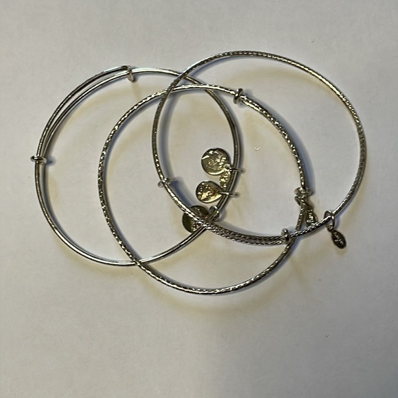 Alex and Ani 3 Metal Silver Tone Stackable Bracelets - Picture 5 of 7
